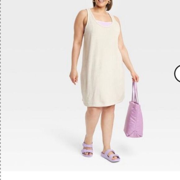 Women's Terry Tank Dress - A New Day Tan size 3X - Picture 1 of 9